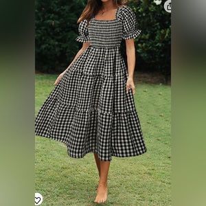 Black and White Plaid Maxi Dress